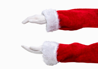 Shot of an Santa Claus hands with a protection gesture isolated on a white background