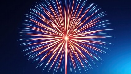 Fototapeta premium Vibrant red and blue fireworks burst across the night sky, creating a dazzling and festive display of light and color