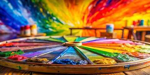 Fototapeta premium Vibrant Color Wheel Display in High Depth of Field for Artistic Inspiration and Design Projects
