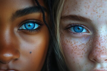Fototapeta premium Close-up of two women's eyes