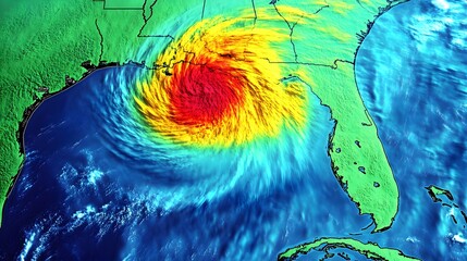 Weather radar displaying the predicted path of an approaching hurricane, emphasizing the importance of accurate meteorological data in disaster preparedness and response.