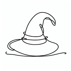 witch hat silhouette thin lines 