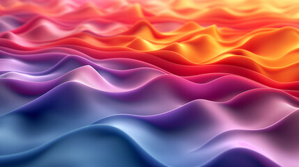 Obraz premium Illustration of colorful rainbow wave background of gradient, soft color shapes, 3D abstract style.