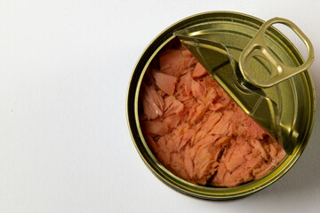 canned tuna with white background