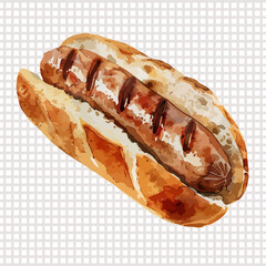 a hot dog with ketchup and mustard on a bun
