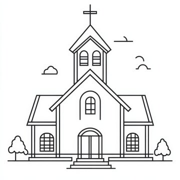 recommend clip art: Church Outline Icon. Christianity Symbol in Simple Outline Style Illustration