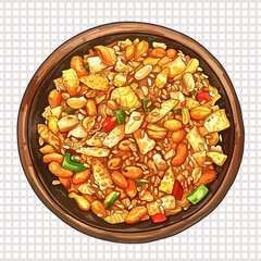 a bowl of mixed nuts and vegetables on a table