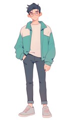 Fototapeta premium Anime Boy On white background, Generative AI 