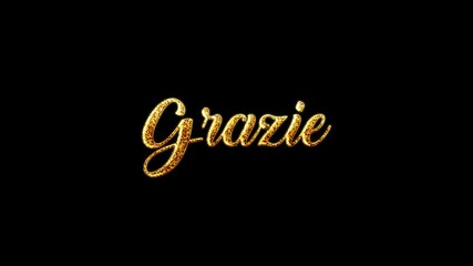 italian languange Grazie in Gold glitter text write tyle - Powered by Adobe