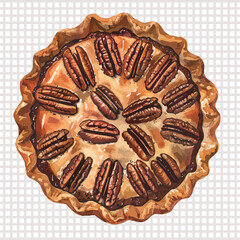 a pie with pecans on top of it