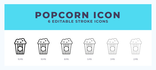 Popcorn icon. Regular line. Thin line. Bold line. Vector illustration.