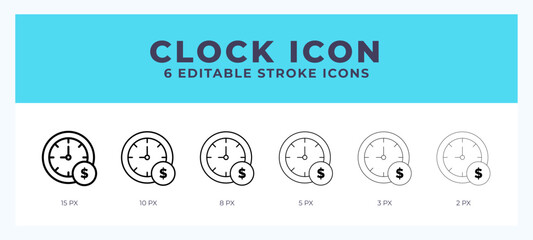 Clock line icon. For web. And mobile app. Vector illustration.