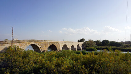 Historical bridge and stone inn from the Seljuk period located in Kırşehir Central Kesikköprü Village