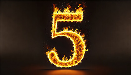 火炎エフェクトと数字の5テキスト背景壁紙