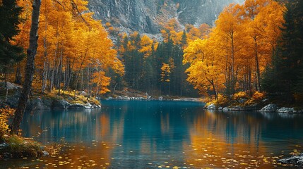 Fototapeta premium Autumn Colors Reflecting on Calm Water