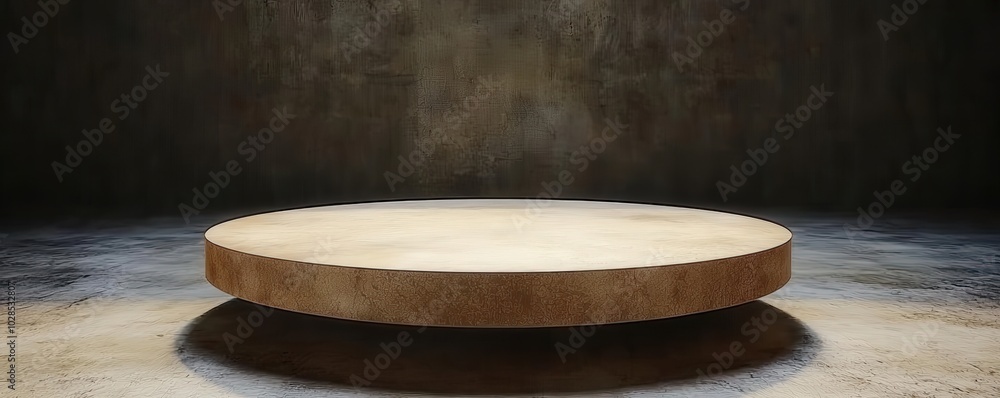 Poster luminous circular platform in an empty space