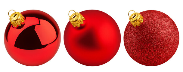 Christmas Ball, red bauble, isolated on white background, full depth of field