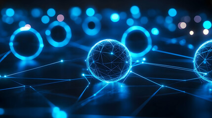Futuristic Abstract Network Background in Glowing Blue