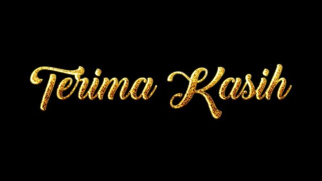 luxury indonesia languange terima kasih in gold glitter text with transparent background