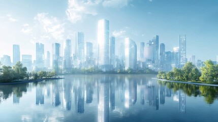 Naklejka premium Illustration of a modern futuristic smart city concept 