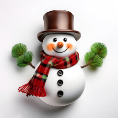 snowman for christmas, isolated on a white background
