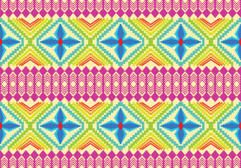 Pixel pattern art wallpaper Background, Design for fabric, curtain, carpet ,geometry seamless pattern art illustration .Pixel art pattern seamless for Fabric geometric ethnic pattern seamless.
