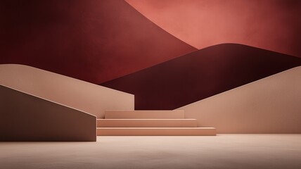 Abstract architectural space with warm color gradients