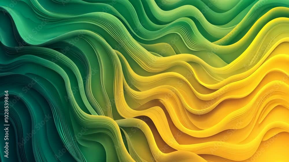 Poster abstract green and yellow waves create a dynamic and colorful pattern
