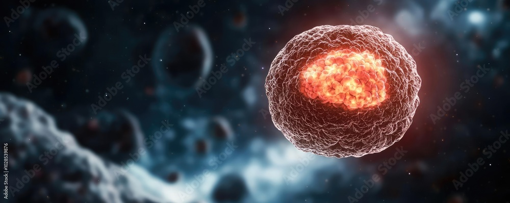 Poster microscopic view of a cell displaying vibrant colors and intricate details.