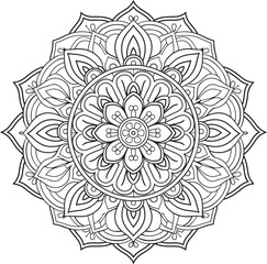 Mandala flowers with ornament style coloring page