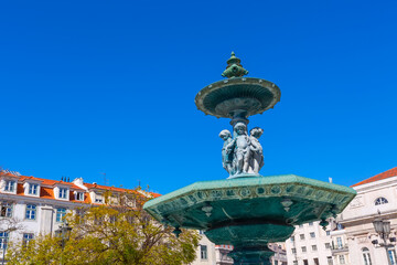 Obraz premium Lisbon, Portugal Rossio square fountain close-up