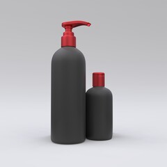 Elegant cosmetic bottle closeup on white background. Modern cover design. 3d illustration.