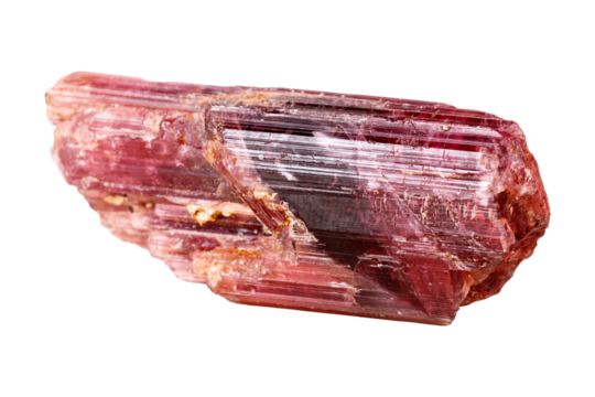 Tourmaline mineral stone in the breed a white background close up.