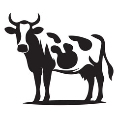 Black and White Cow Silhouette, ai generated