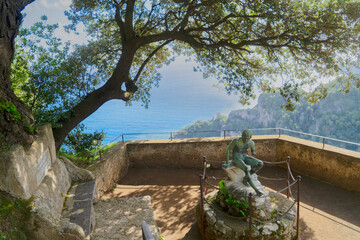 Fountain in park of Ravello village, Amalfi coast of Italy