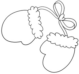 Christmas gloves   line drawing coloring page
