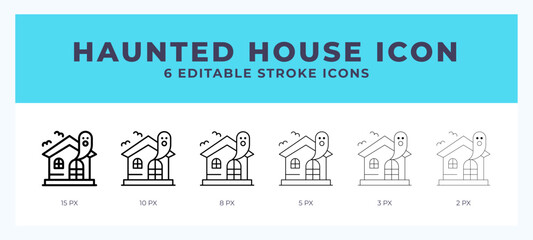 Obraz premium Haunted house icon symbol. Outline. Lineal icon with editable stroke.