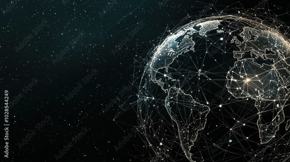 Poster abstract digital earth with network connections symbolizing global communication and technology on a