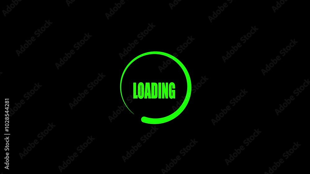 Poster green circle on a black isolated background animation of a loading spinning load wheel. waiting for 