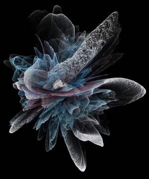 Ethereal 3D Particle Burst in Abstract Design