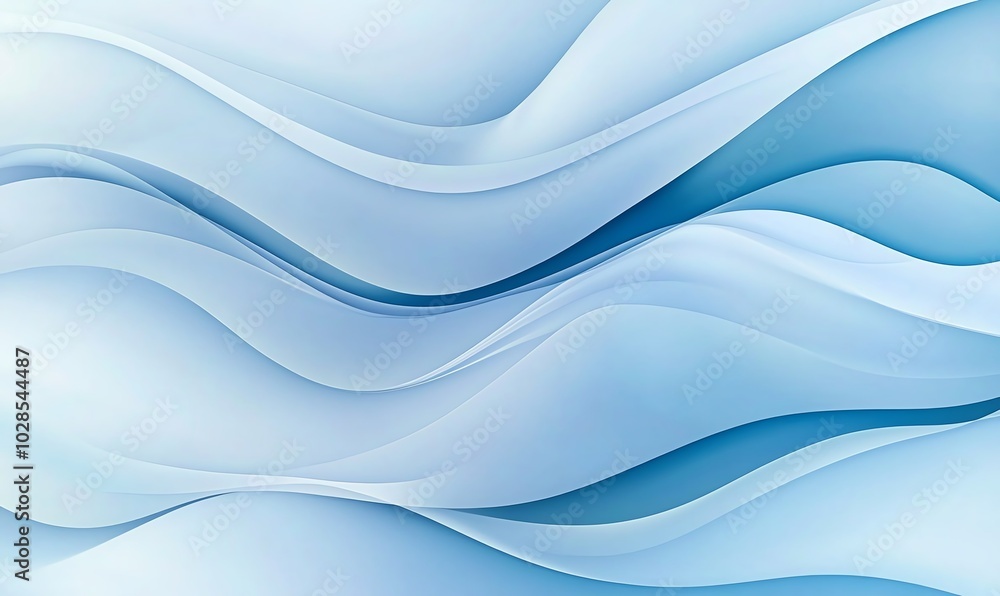 Poster a soothing abstract background featuring flowing waves in various shades of blue, perfect for calmin
