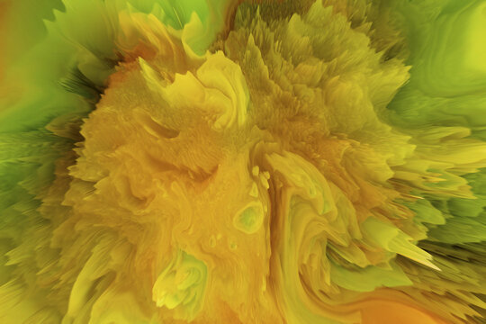 Abstract color burst illustration in green and yellow tones