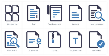 A set of 10 File icons as multiple file, text, text document