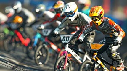 Obraz premium Exciting BMX Racing at the Turn