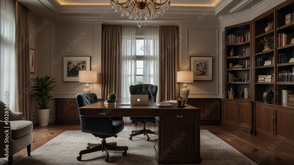 Wall mural luxury home office interior design