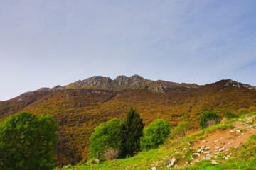 Autumnal view of the the mount Resegone, Lombardy, Italy