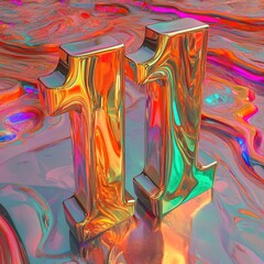 A 3D stylized number 1-10 with deep perspective, rendered in a realistic, smooth, and glossy finish. The number appears bold and massive, with a mix of straight and curved edges, giving it a solid