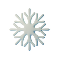 3d white and blue snowflake cartoon style on transparent background. Christmas-themed designs. Minimalist style, suitable for holiday designs, cards, or New Year projects. Vector illustration