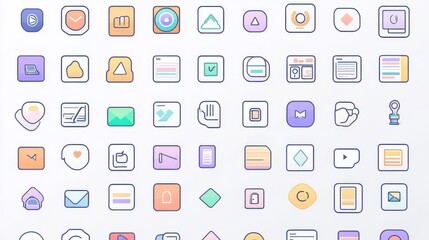 Minimalist colorcoded icon set for modern UI design at 169 ratio