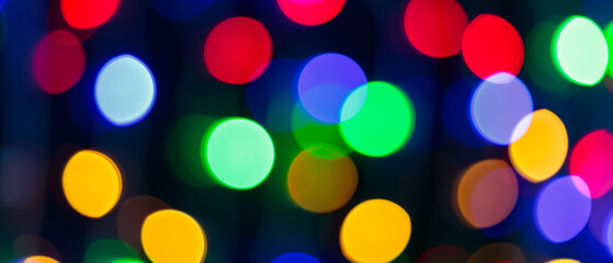 Vibrant Defocused Bokeh Lights, Abstract Festive Background in Vivid Colors